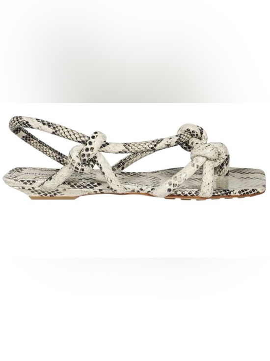 Bottega Veneta Shoes - Bottega Veneta Jimbo Black & Cream Snakeskin Knot-Detail Sandals